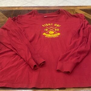 Nike Red Long-Sleeve USC Trojans Basketball Tee with Yellow Logo